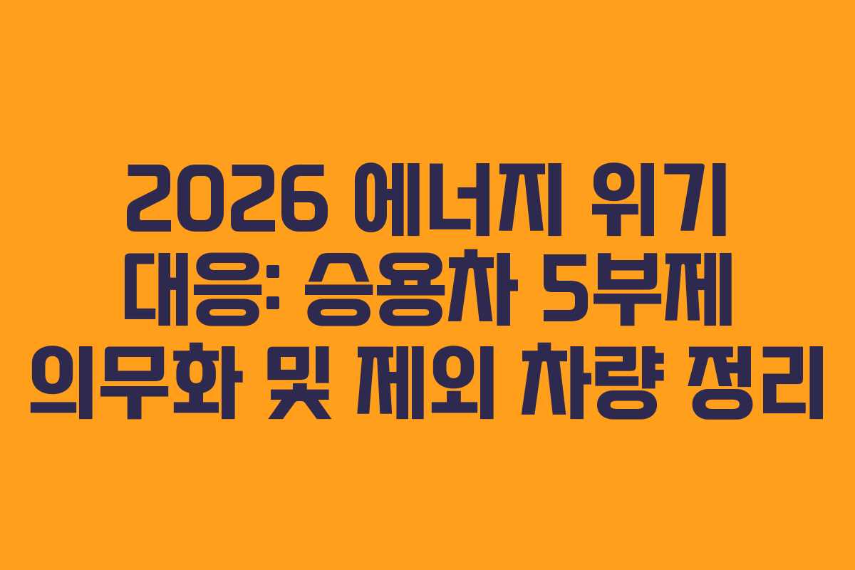 2026 에너지 위기 대응: 승용차 5부제 의무화 및 제외 차량 정리 2026 에너지 위기 대응: 승용차 5부제 의무화 및 제외 차량 정리