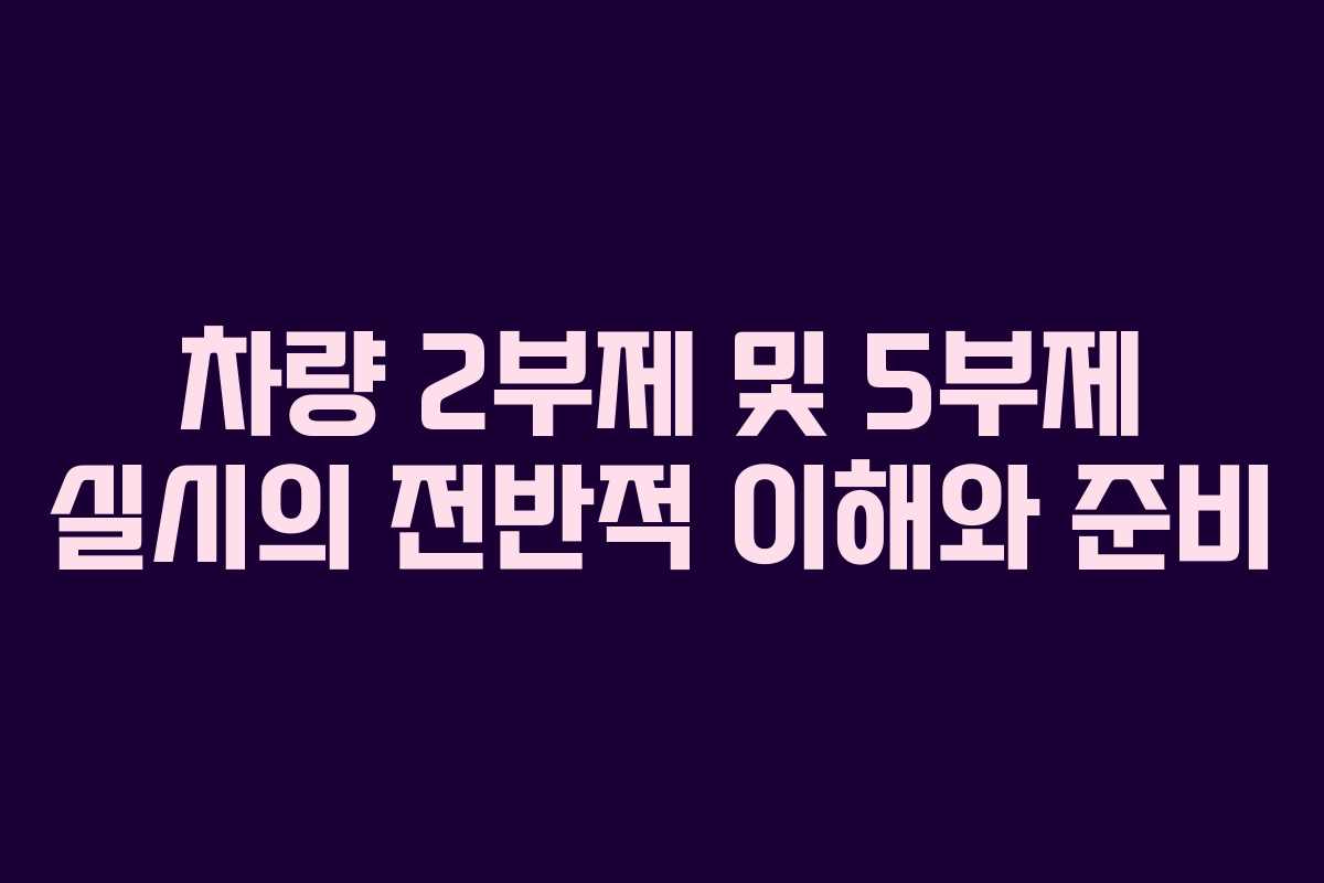 차량 2부제 및 5부제 실시의 전반적 이해와 준비