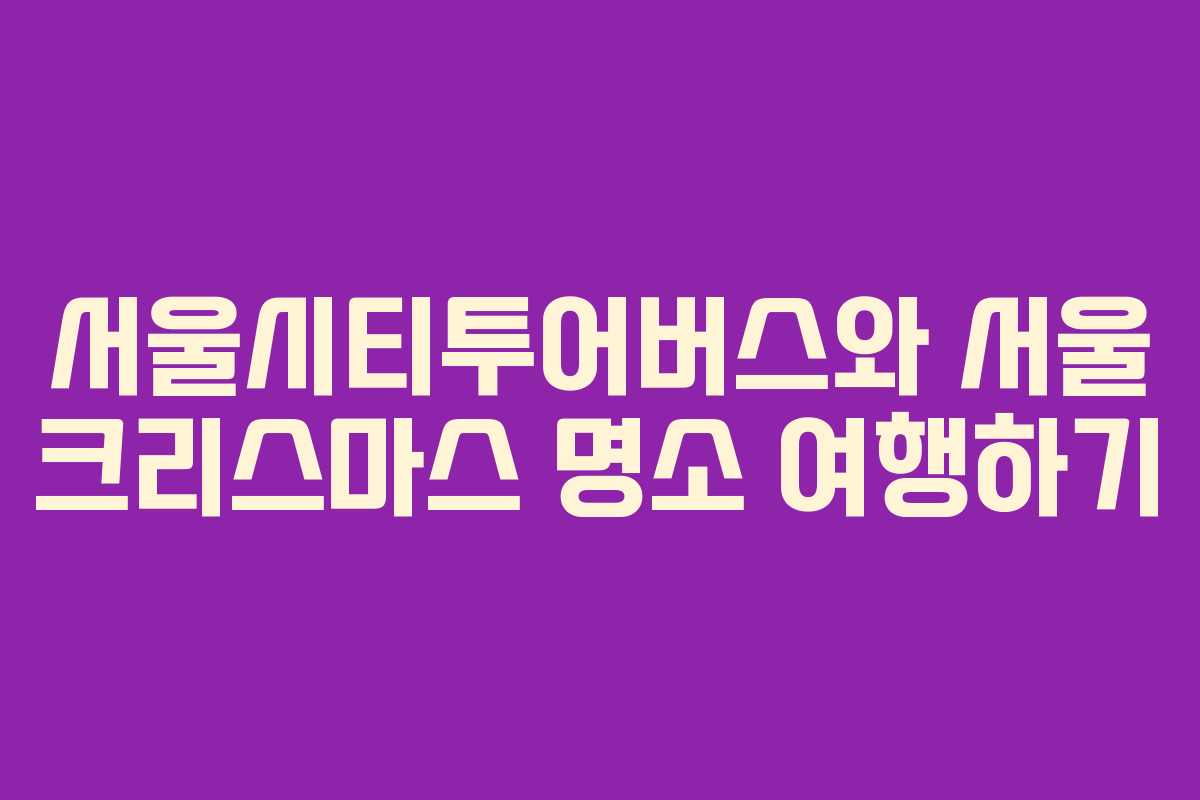 서울시티투어버스와 서울 크리스마스 명소 여행하기