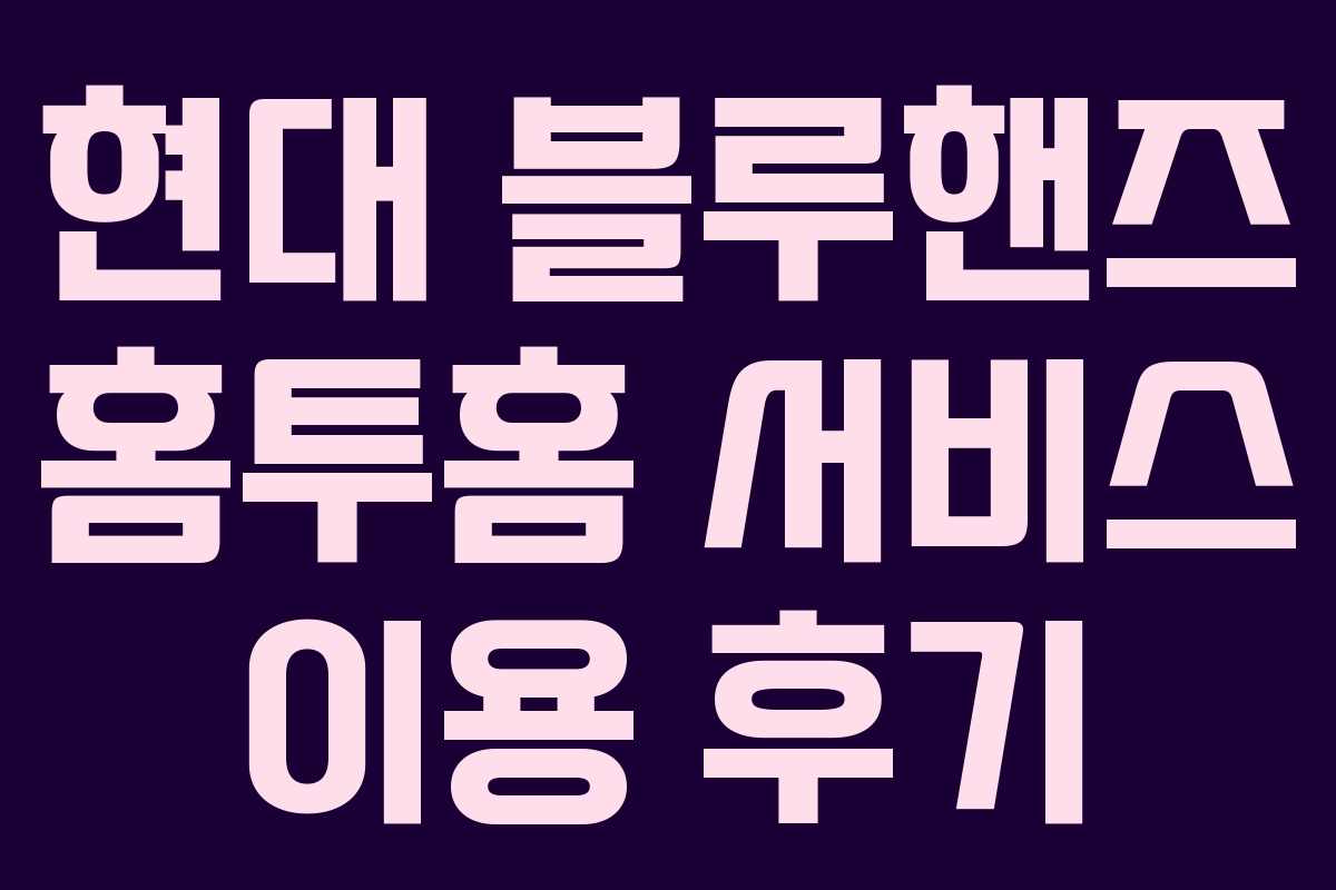 현대 블루핸즈 홈투홈 서비스 이용 후기 현대 블루핸즈 홈투홈 서비스 이용 후기