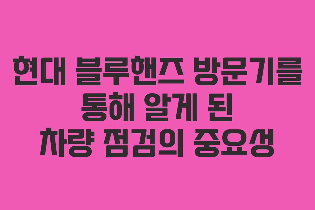 현대 블루핸즈 방문기를 통해 알게 된 차량 점검의 중요성 현대 블루핸즈 방문기를 통해 알게 된 차량 점검의 중요성