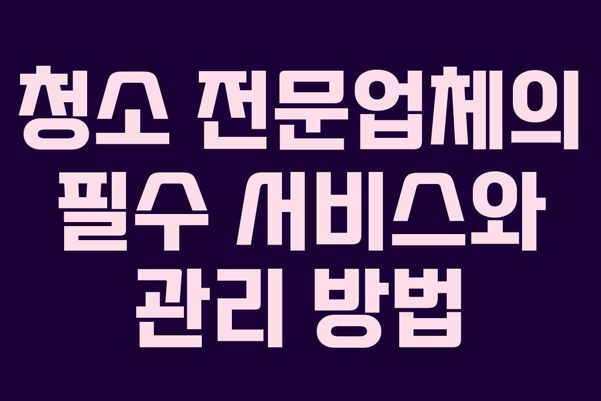 청소 전문업체의 필수 서비스와 관리 방법