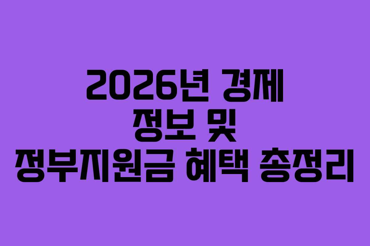 2026년 경제 정보 및 정부지원금 혜택 총정리