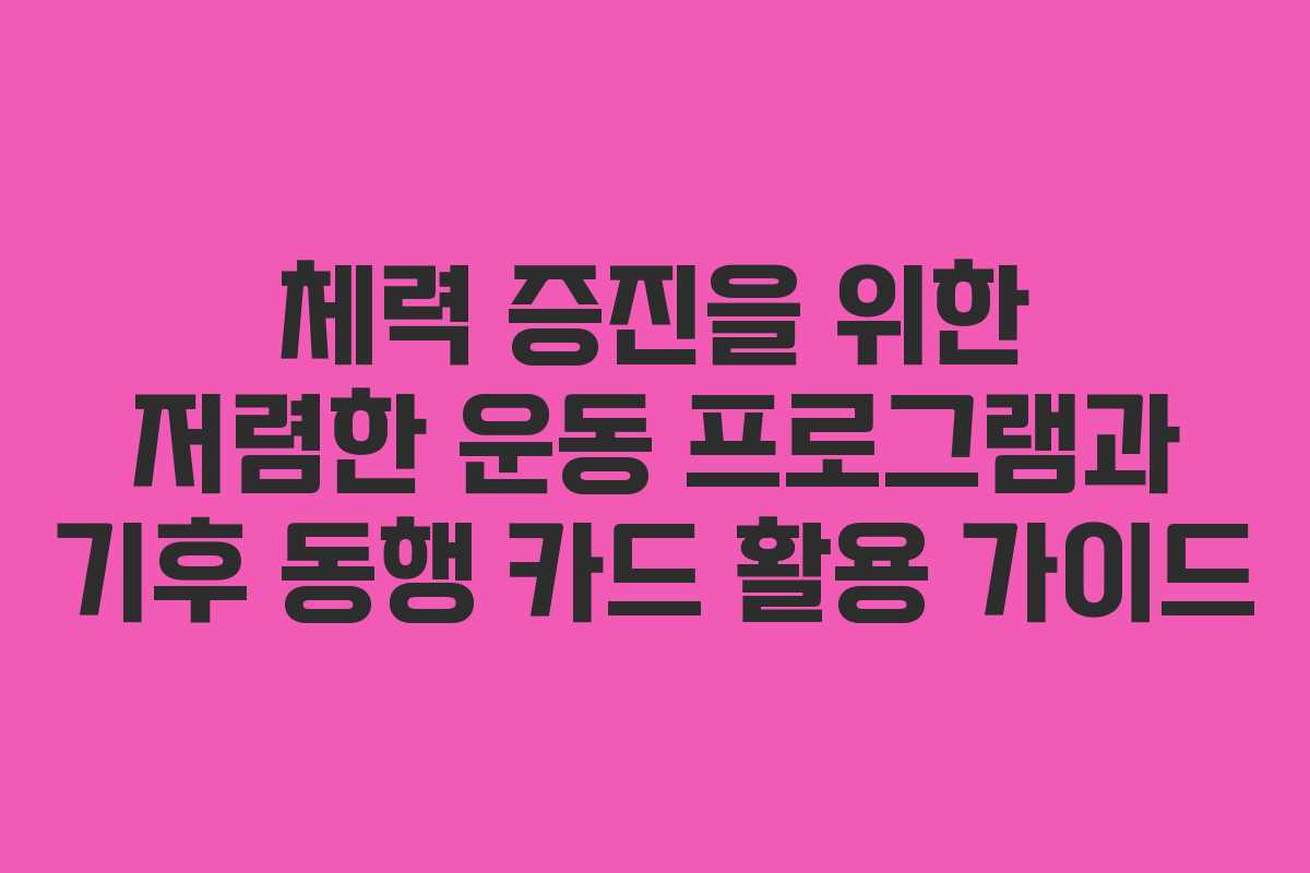체력 증진을 위한 저렴한 운동 프로그램과 기후 동행 카드 활용 가이드