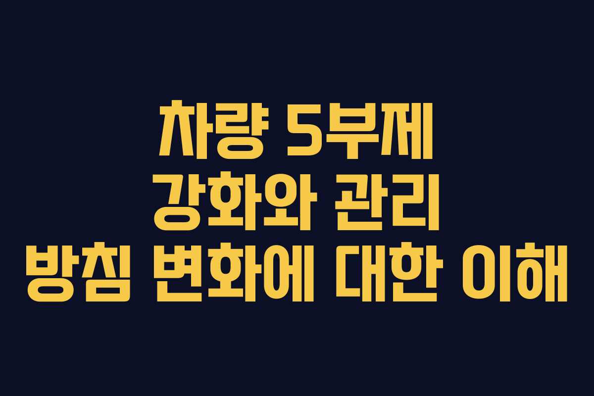 차량 5부제 강화와 관리 방침 변화에 대한 이해