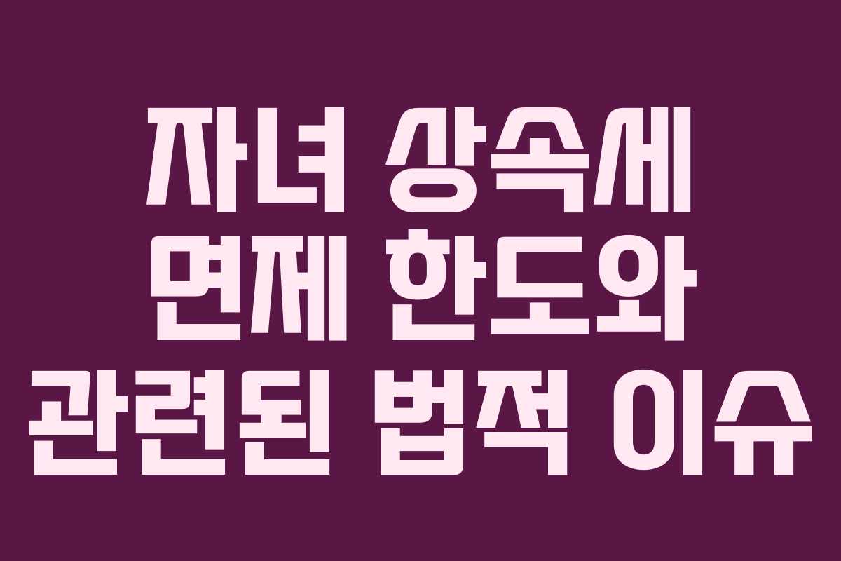 자녀 상속세 면제 한도와 관련된 법적 이슈