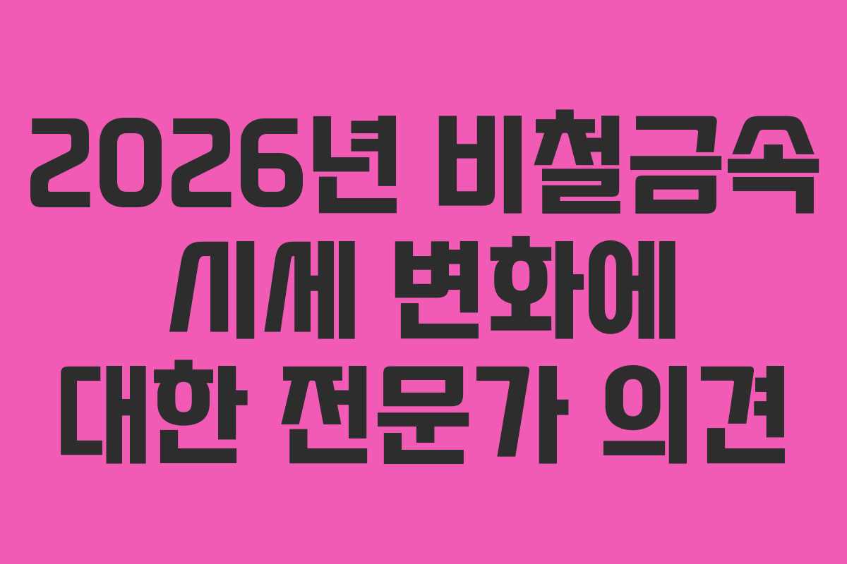 2026년 비철금속 시세 변화에 대한 전문가 의견