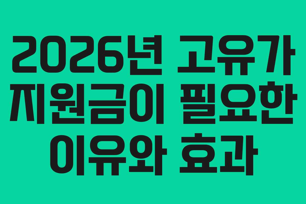 2026년 고유가 지원금이 필요한 이유와 효과