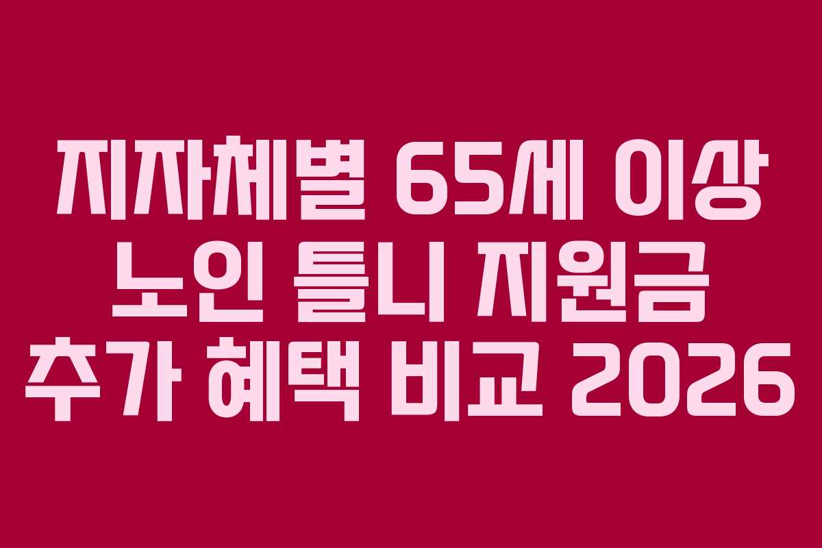 지자체별 65세 이상 노인 틀니 지원금 추가 혜택 비교 2026