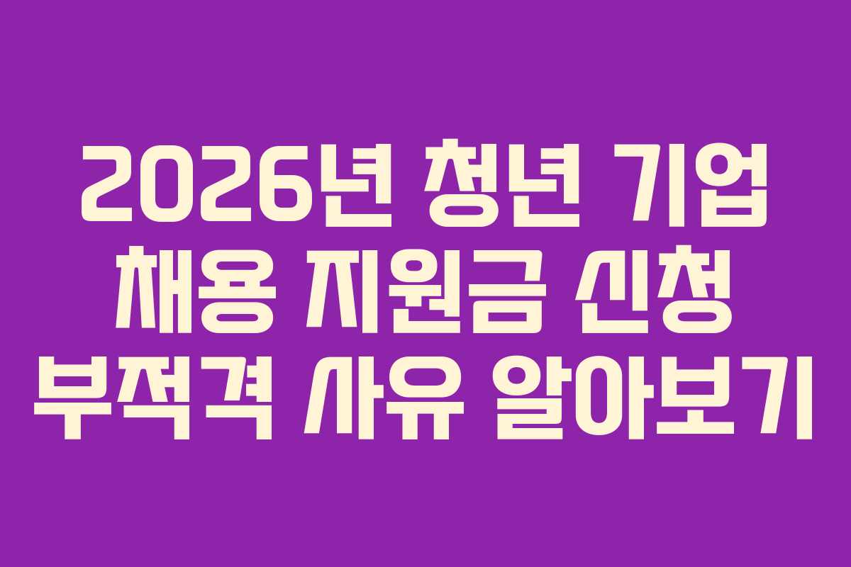 2026년 청년 기업 채용 지원금 신청 부적격 사유 알아보기