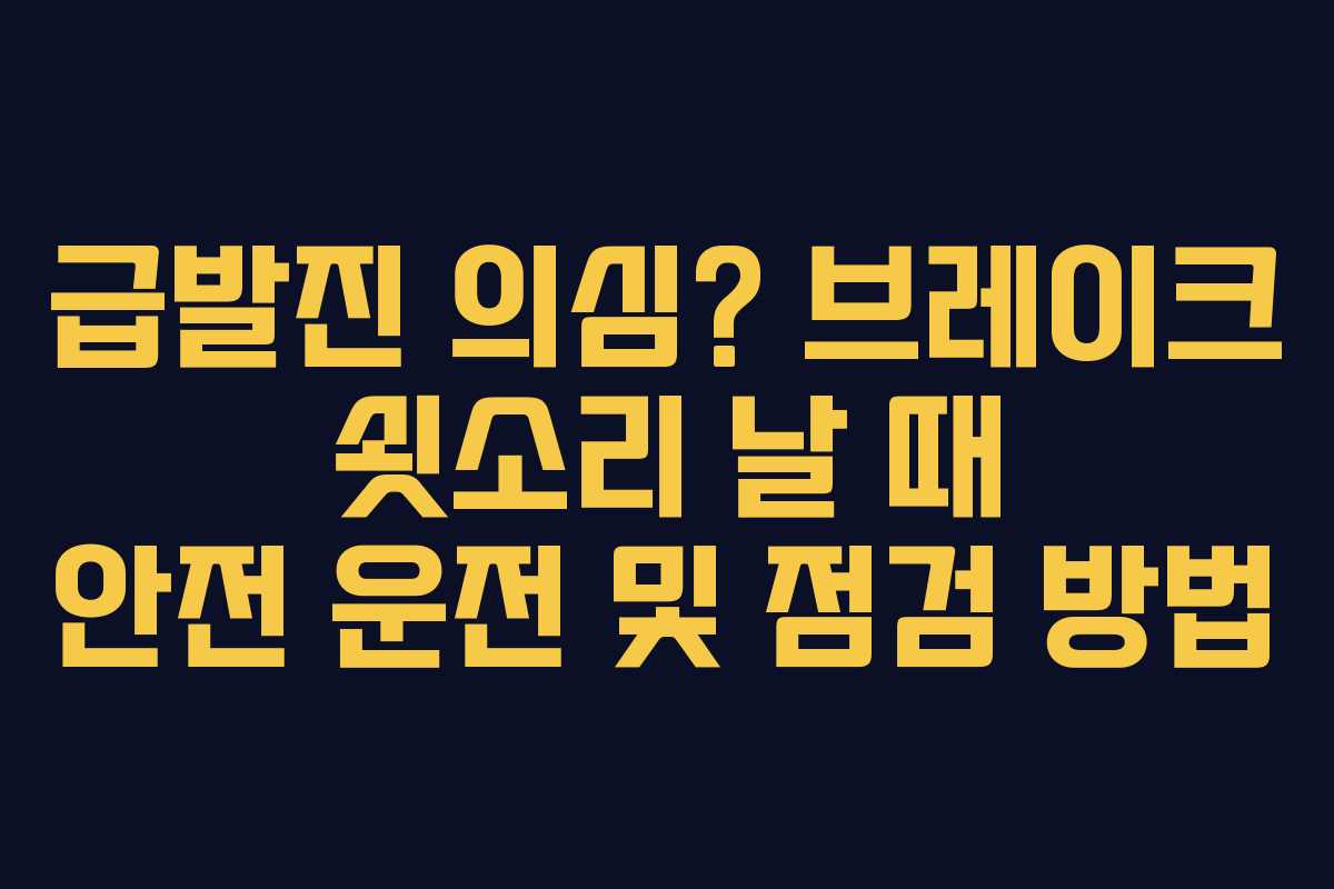 급발진 의심? 브레이크 쇳소리 날 때 안전 운전 및 점검 방법