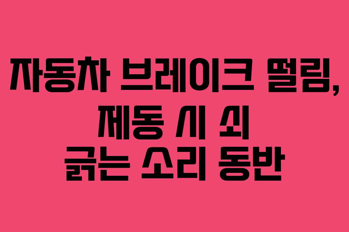 자동차 브레이크 떨림, 제동 시 쇠 긁는 소리 동반