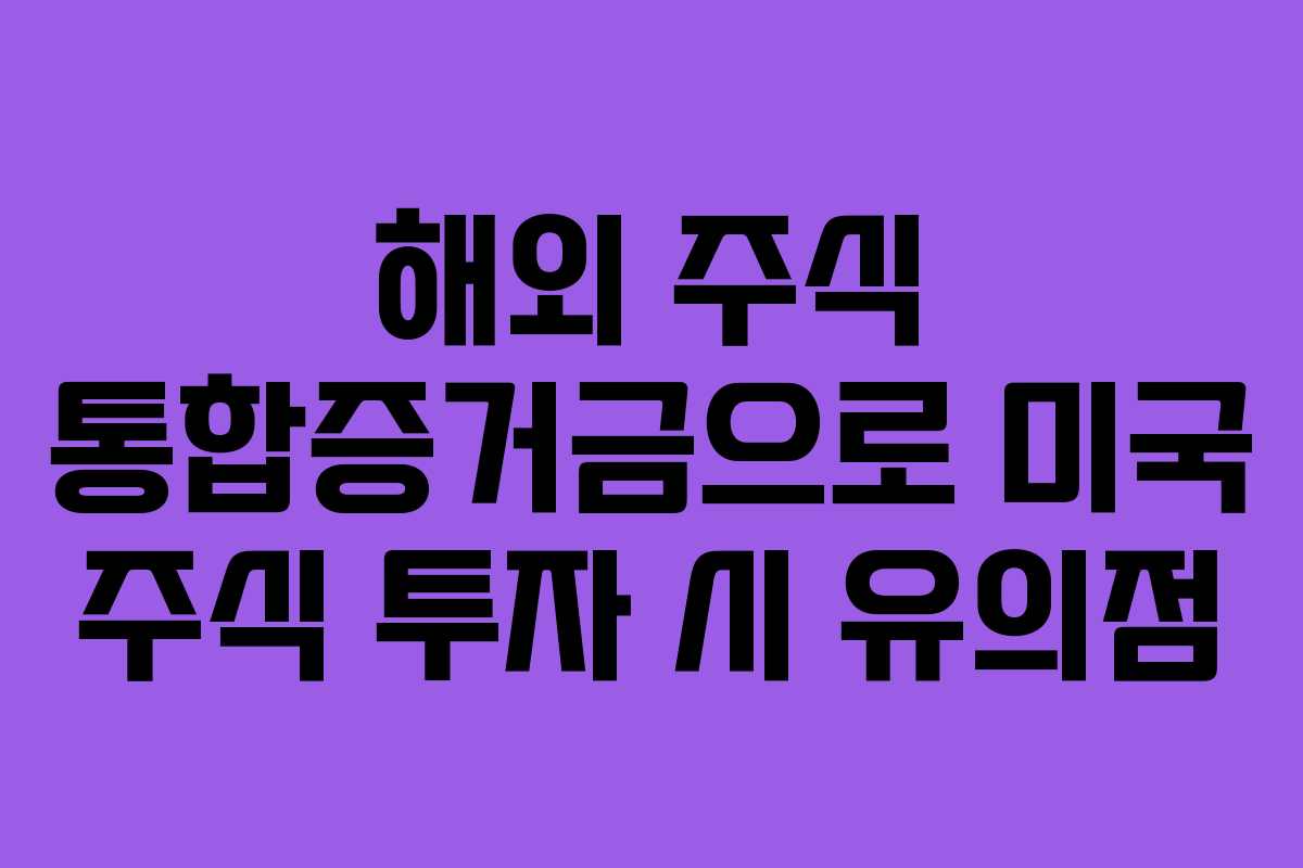 해외 주식 통합증거금으로 미국 주식 투자 시 유의점
