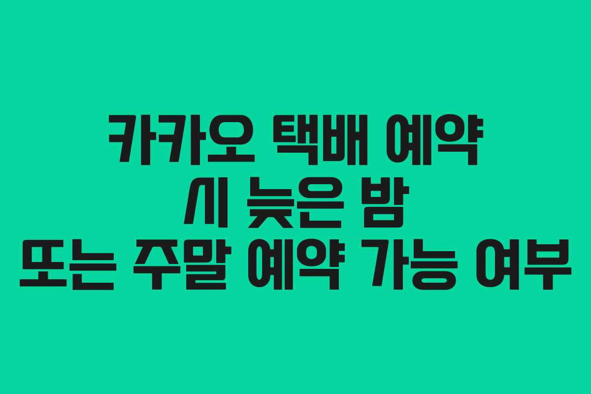 카카오 택배 예약 시 늦은 밤 또는 주말 예약 가능 여부