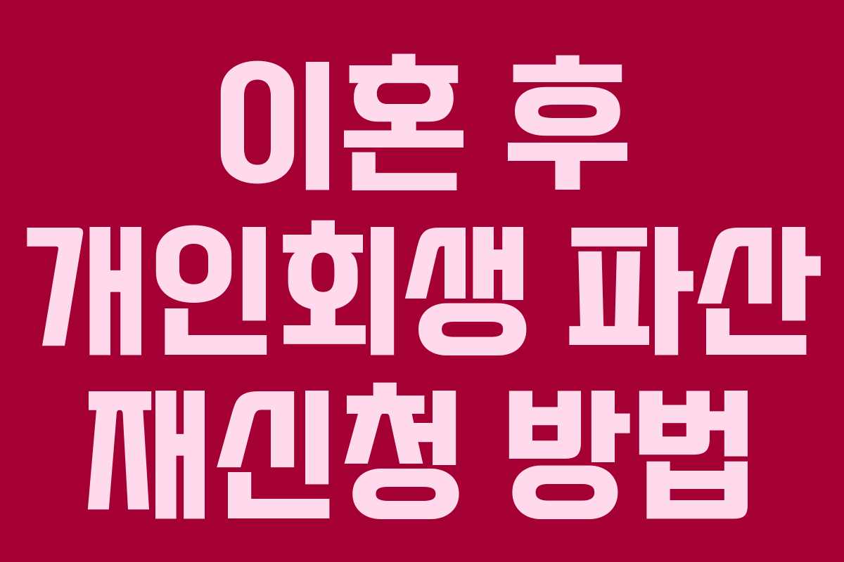 이혼 후 개인회생 파산 재신청 방법