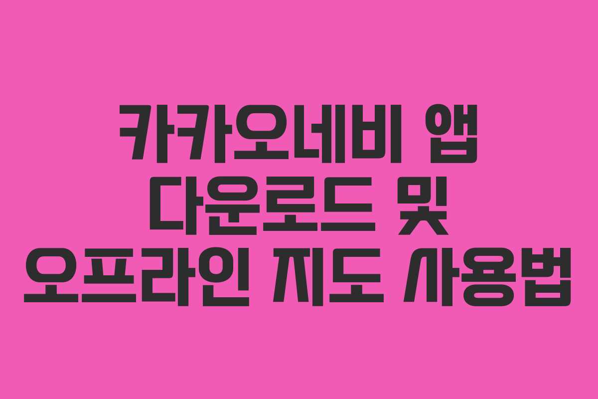 카카오네비 앱 다운로드 및 오프라인 지도 사용법