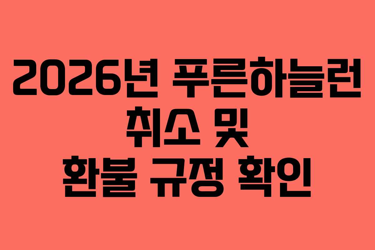2026년 푸른하늘런 취소 및 환불 규정 확인