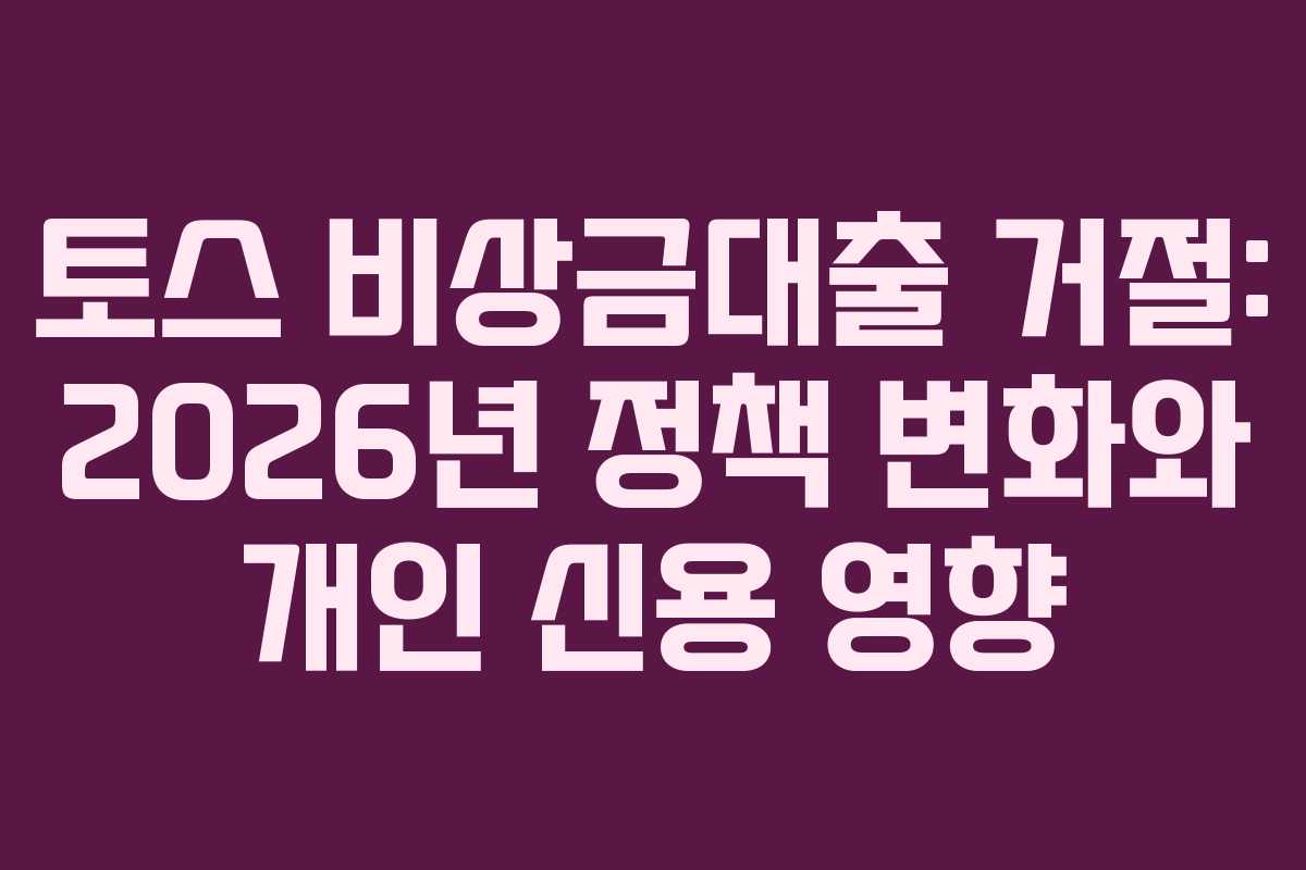 토스 비상금대출 거절: 2026년 정책 변화와 개인 신용 영향