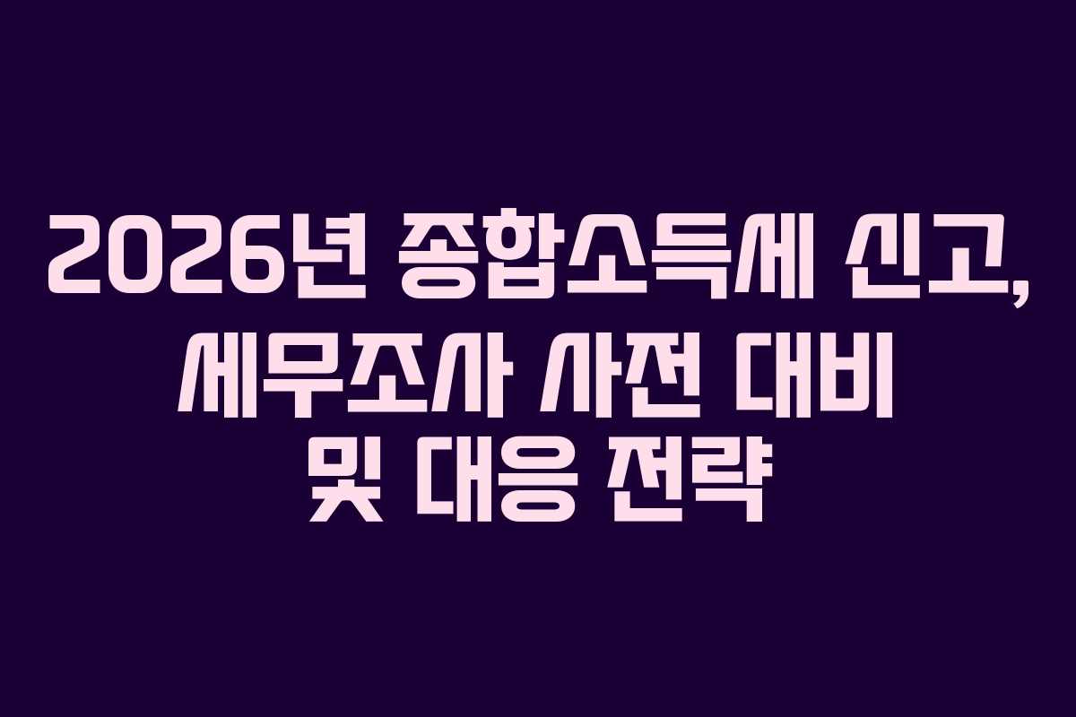 2026년 종합소득세 신고, 세무조사 사전 대비 및 대응 전략