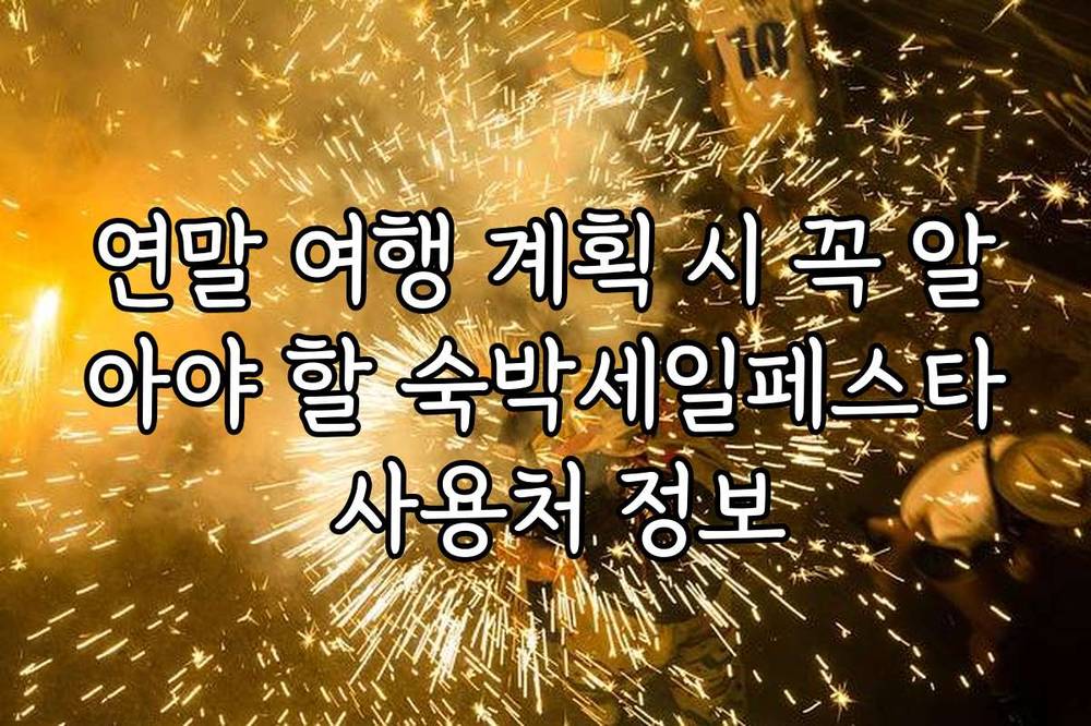연말 여행 계획 시 꼭 알아야 할 숙박세일페스타 사용처 정보