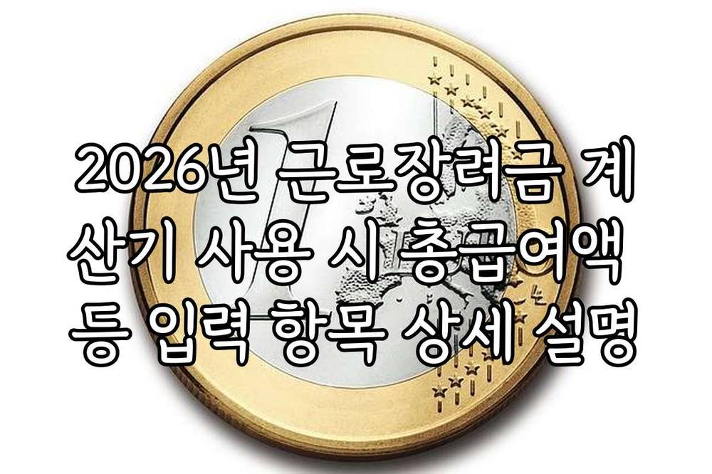 2026년 근로장려금 계산기 사용 시 총급여액 등 입력 항목 상세 설명