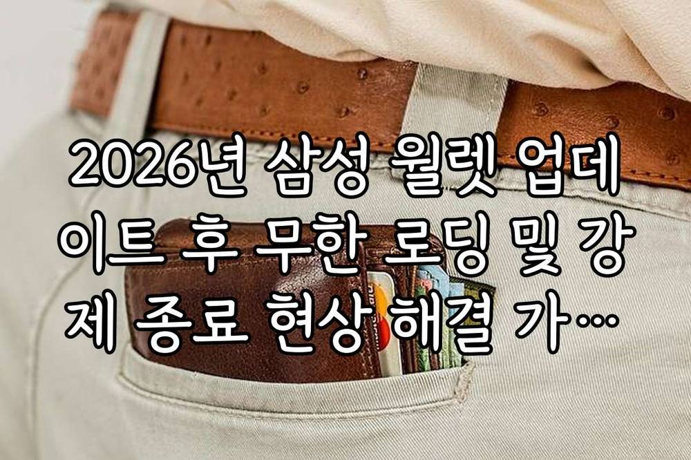2026년 삼성 월렛 업데이트 후 무한 로딩 및 강제 종료 현상 해결 가이드