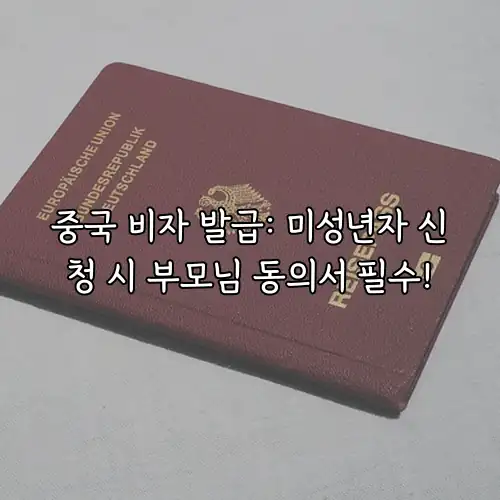 중국 비자 발급: 미성년자 신청 시 부모님 동의서 필수!