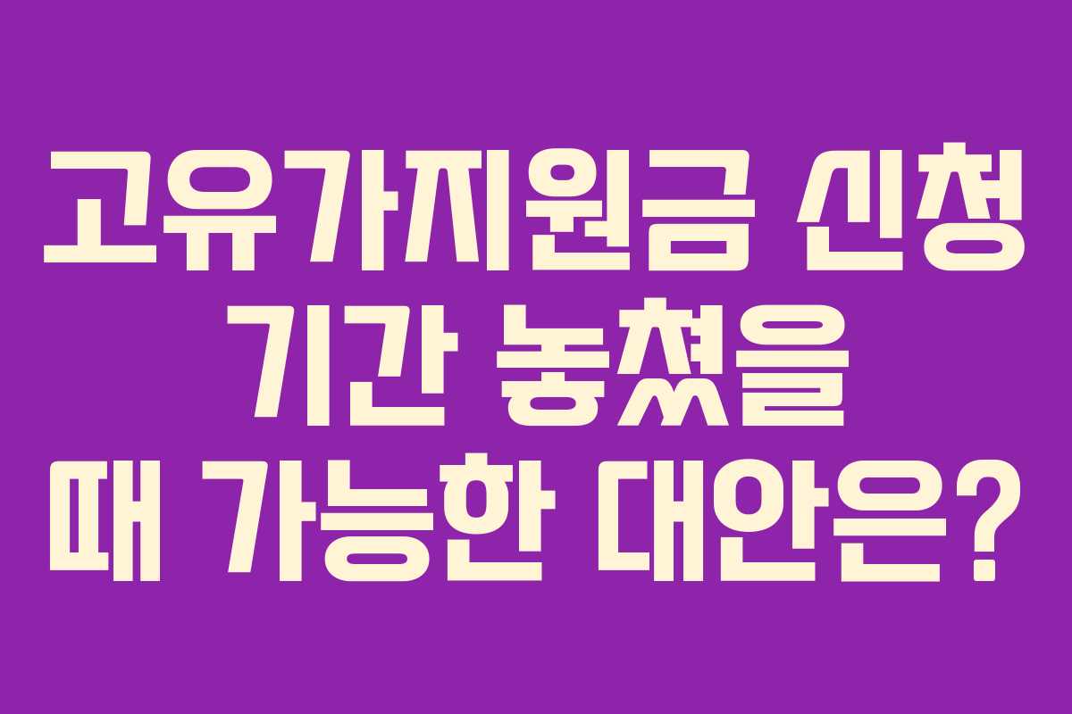 고유가지원금 신청 기간 놓쳤을 때 가능한 대안은?