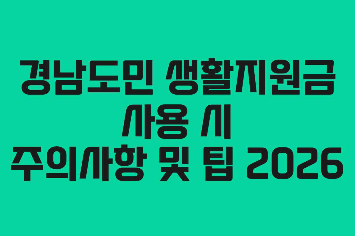 경남도민 생활지원금 사용 시 주의사항 및 팁 2026