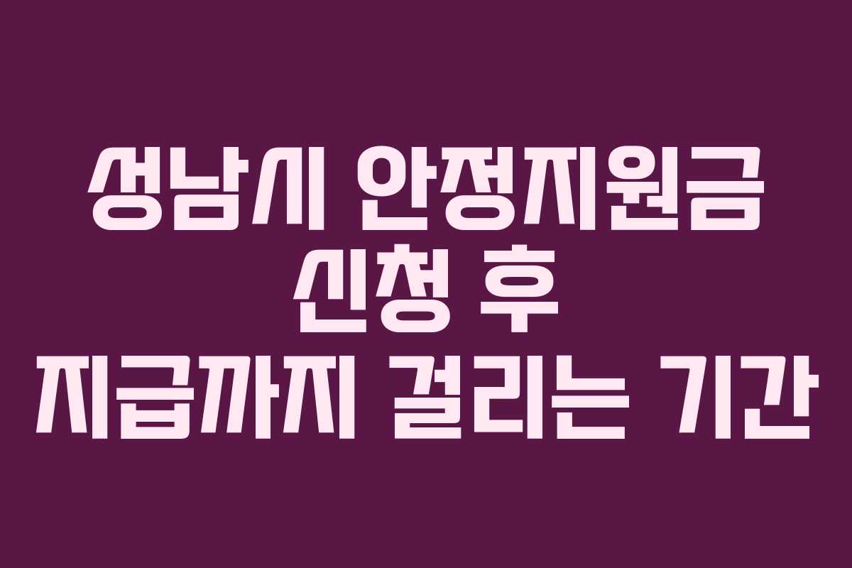 성남시 안정지원금 신청 후 지급까지 걸리는 기간 성남시 안정지원금 신청 후 지급까지 걸리는 기간