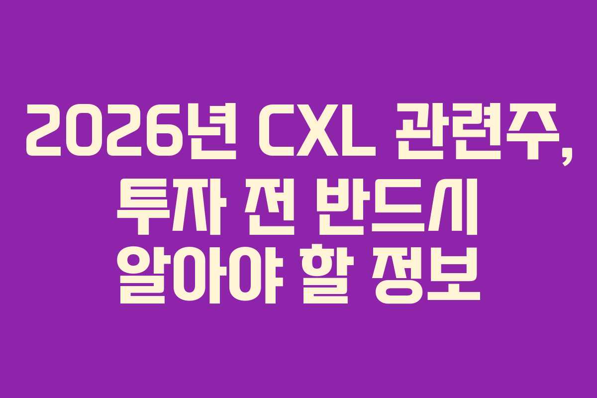 2026년 CXL 관련주, 투자 전 반드시 알아야 할 정보