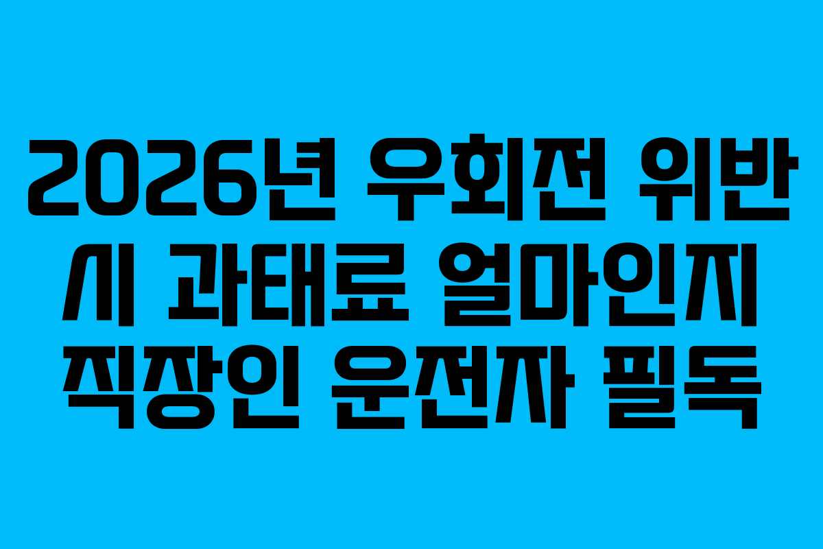 2026년 우회전 위반 시 과태료 얼마인지 직장인 운전자 필독