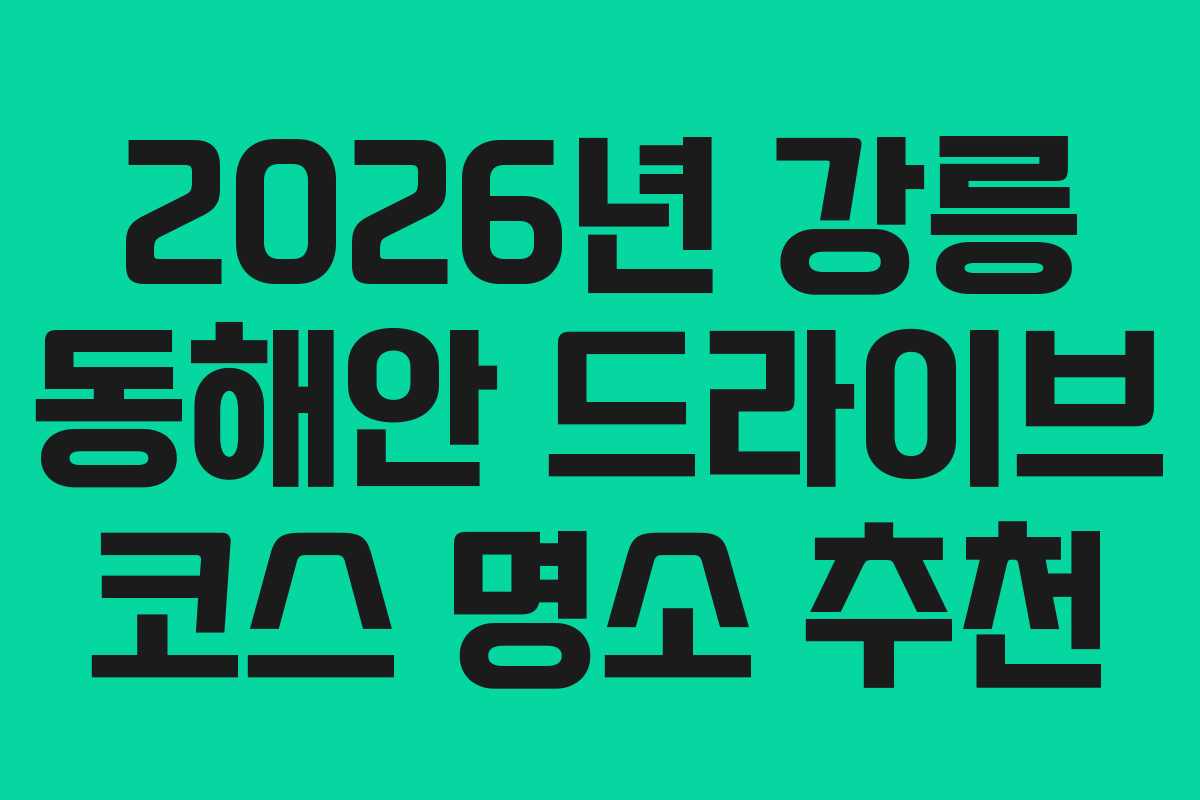 2026년 강릉 동해안 드라이브 코스 명소 추천