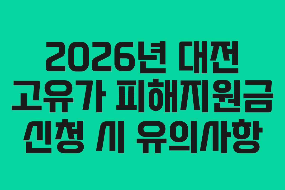 2026년 대전 고유가 피해지원금 신청 시 유의사항