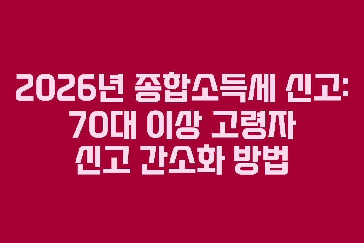 2026년 종합소득세 신고: 70대 이상 고령자 신고 간소화 방법