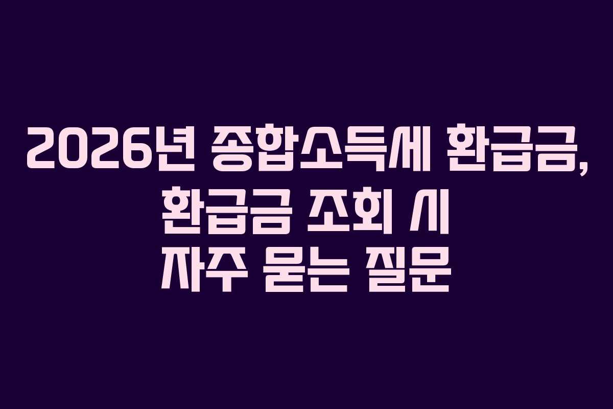 2026년 종합소득세 환급금, 환급금 조회 시 자주 묻는 질문