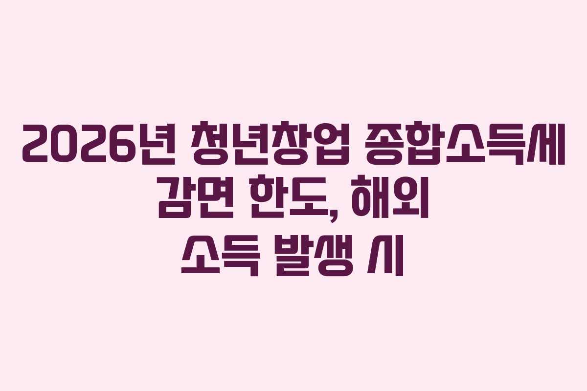 2026년 청년창업 종합소득세 감면 한도, 해외 소득 발생 시
