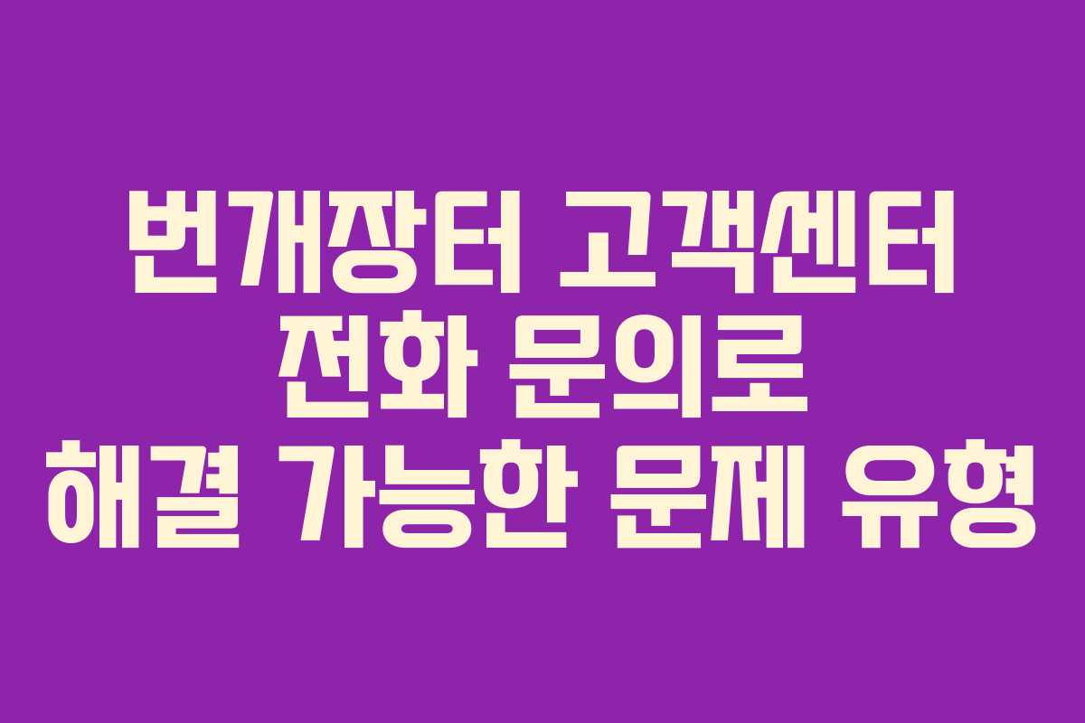 번개장터 고객센터 전화 문의로 해결 가능한 문제 유형