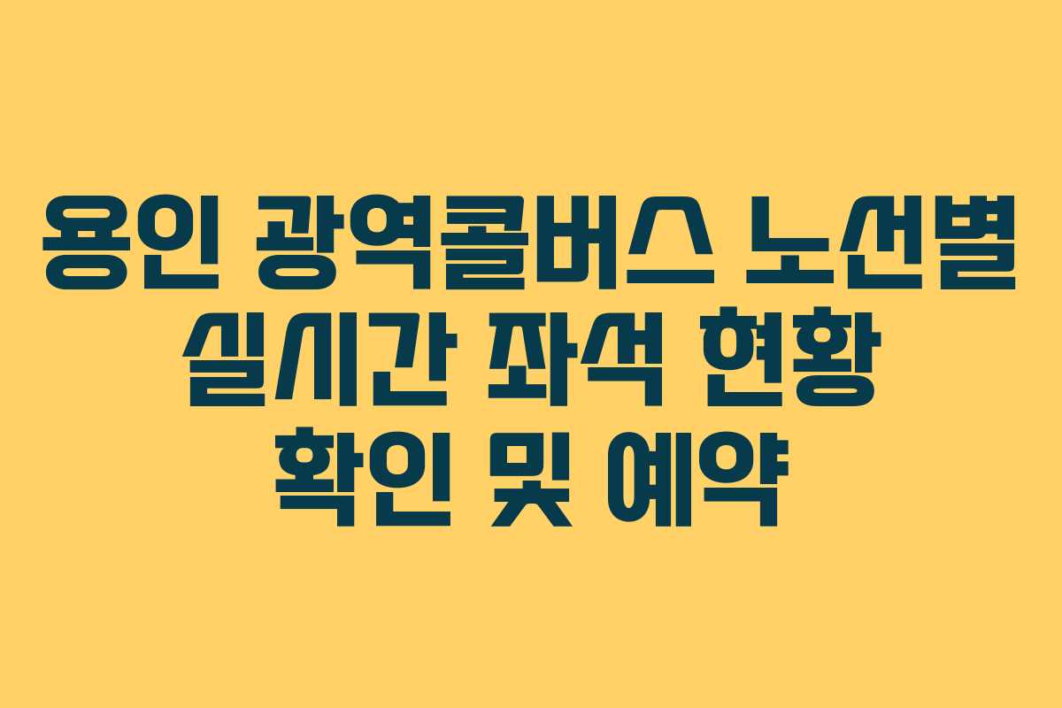용인 광역콜버스 노선별 실시간 좌석 현황 확인 및 예약 용인 광역콜버스 노선별 실시간 좌석 현황 확인 및 예약