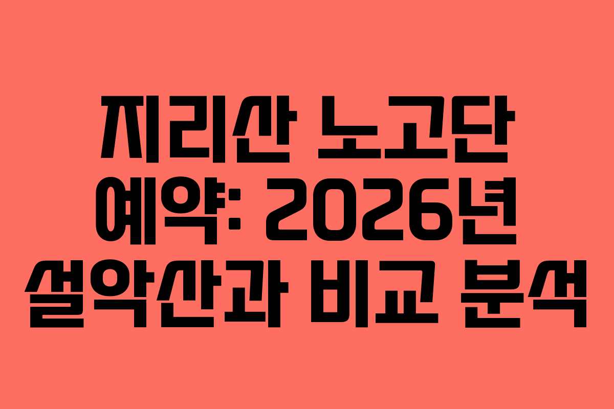 지리산 노고단 예약: 2026년 설악산과 비교 분석