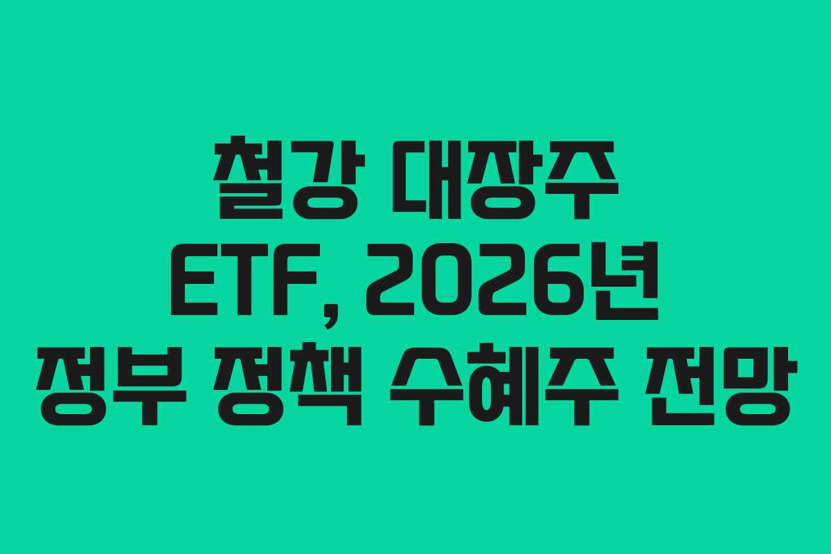 철강 대장주 ETF, 2026년 정부 정책 수혜주 전망