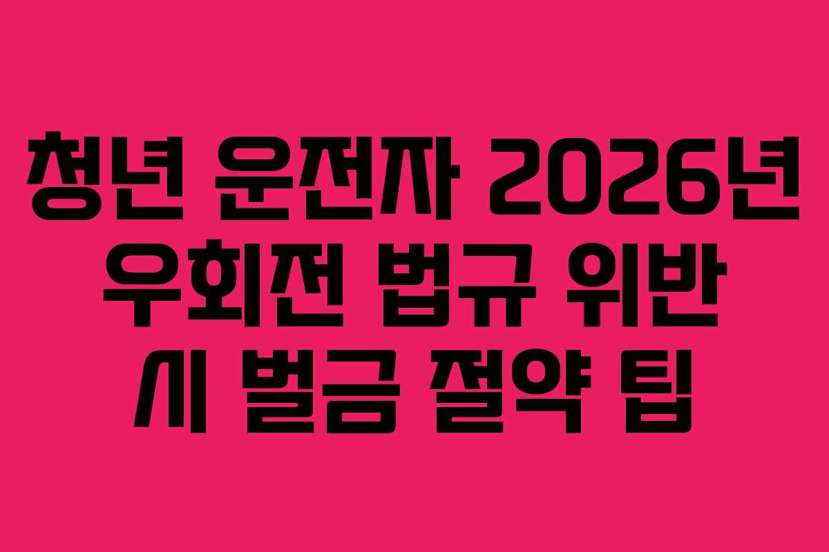 청년 운전자 2026년 우회전 법규 위반 시 벌금 절약 팁