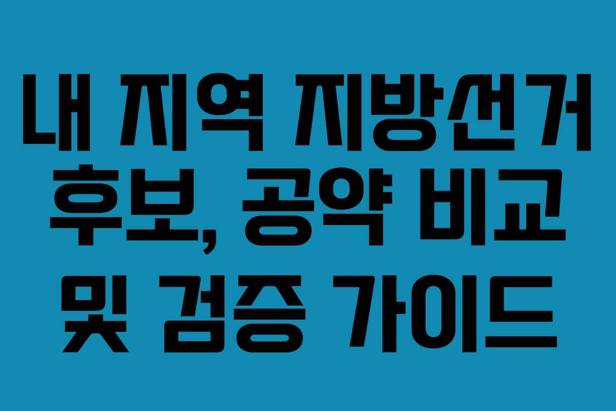 내 지역 지방선거 후보, 공약 비교 및 검증 가이드