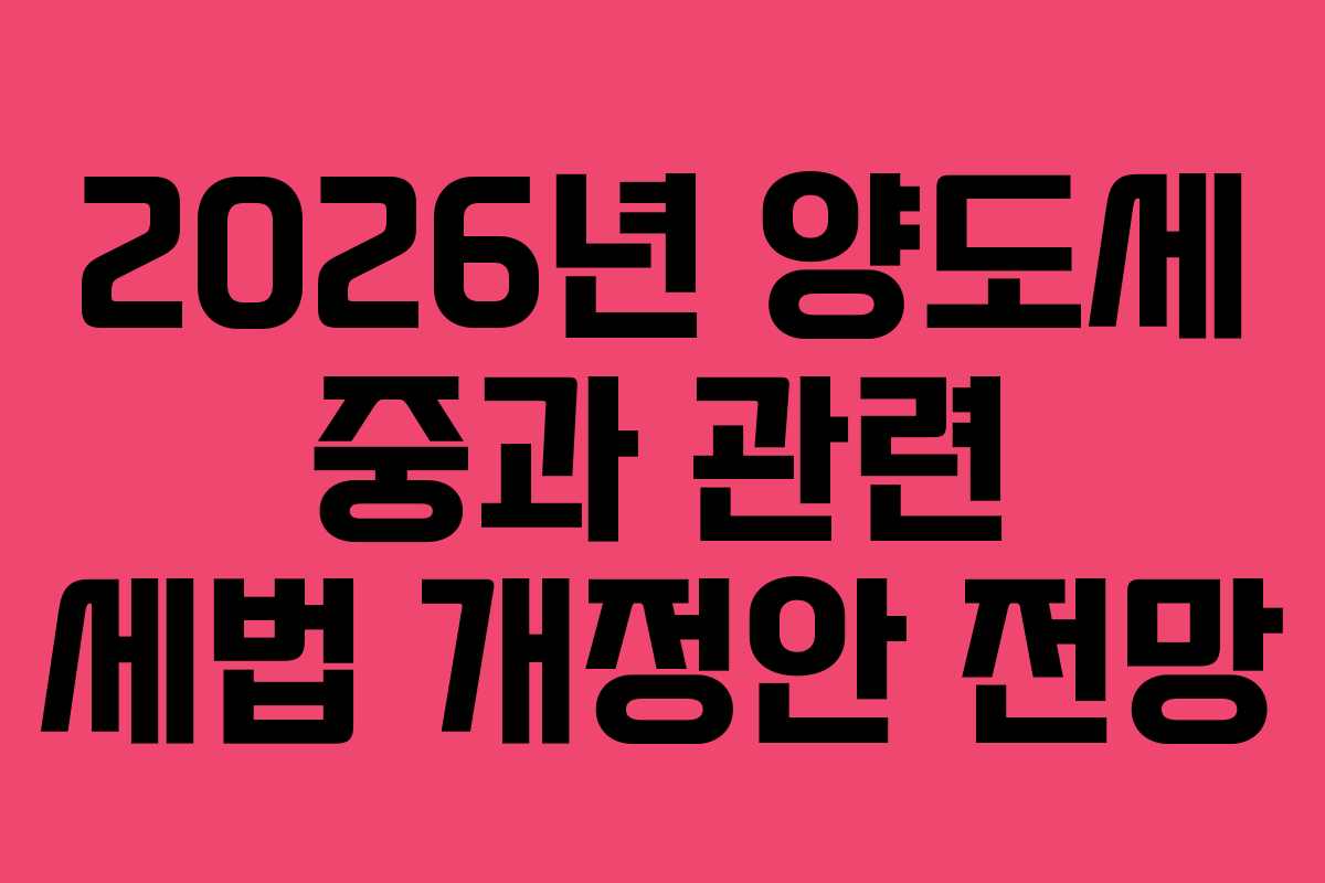 2026년 양도세 중과 관련 세법 개정안 전망