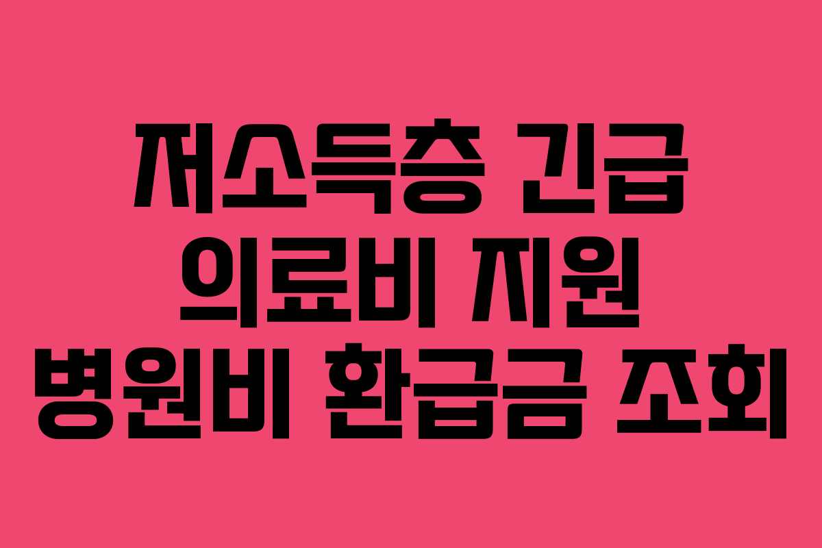 저소득층 긴급 의료비 지원 병원비 환급금 조회