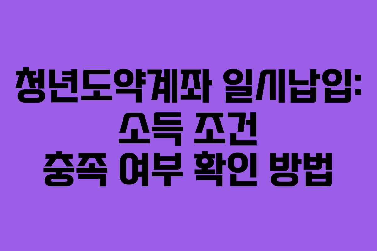 청년도약계좌 일시납입: 소득 조건 충족 여부 확인 방법