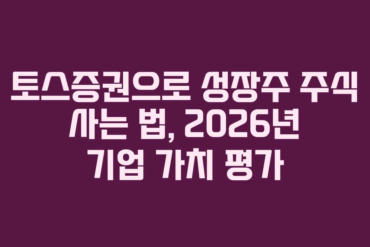 토스증권으로 성장주 주식 사는 법, 2026년 기업 가치 평가 토스증권으로 성장주 주식 사는 법, 2026년 기업 가치 평가