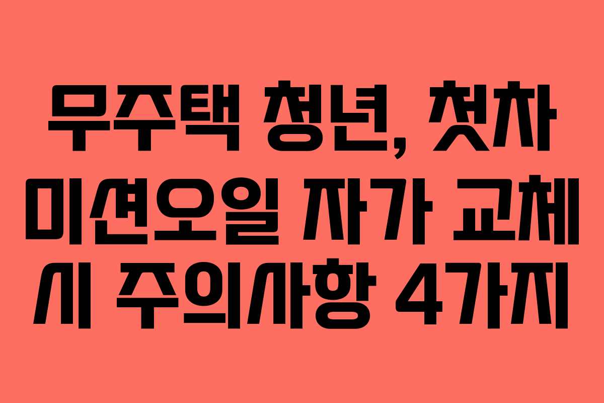 무주택 청년, 첫차 미션오일 자가 교체 시 주의사항 4가지