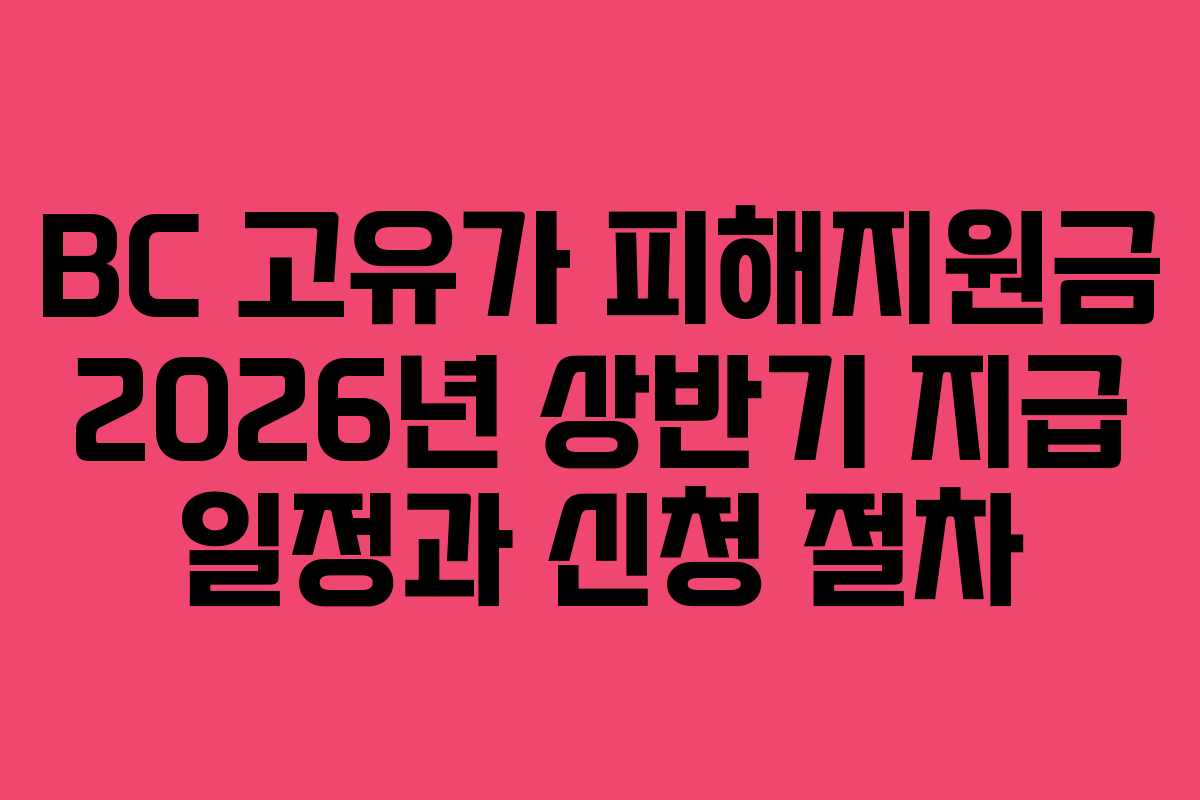 BC 고유가 피해지원금 2026년 상반기 지급 일정과 신청 절차