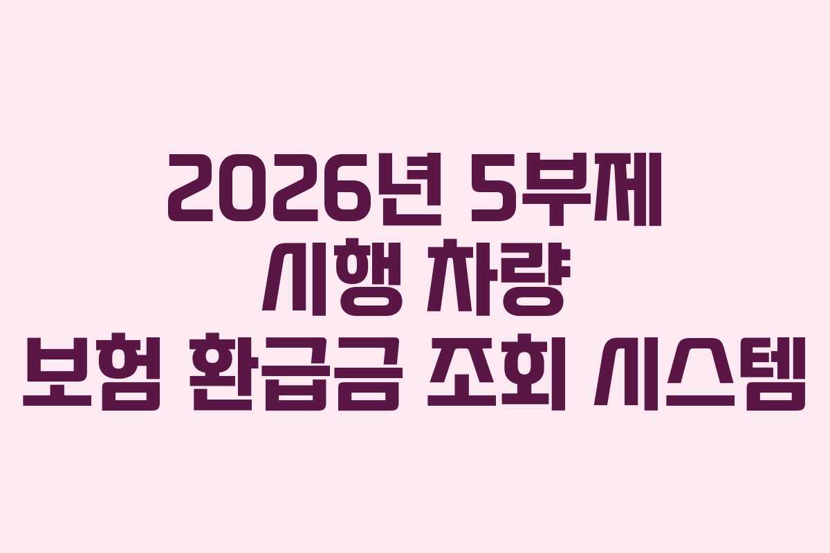 2026년 5부제 시행 차량 보험 환급금 조회 시스템 2026년 5부제 시행 차량 보험 환급금 조회 시스템